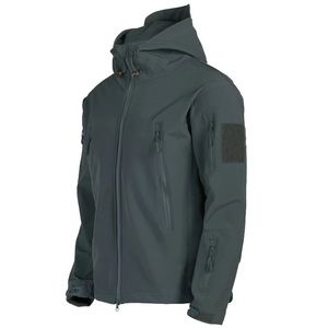 Soft shell water resistant jacket with hood